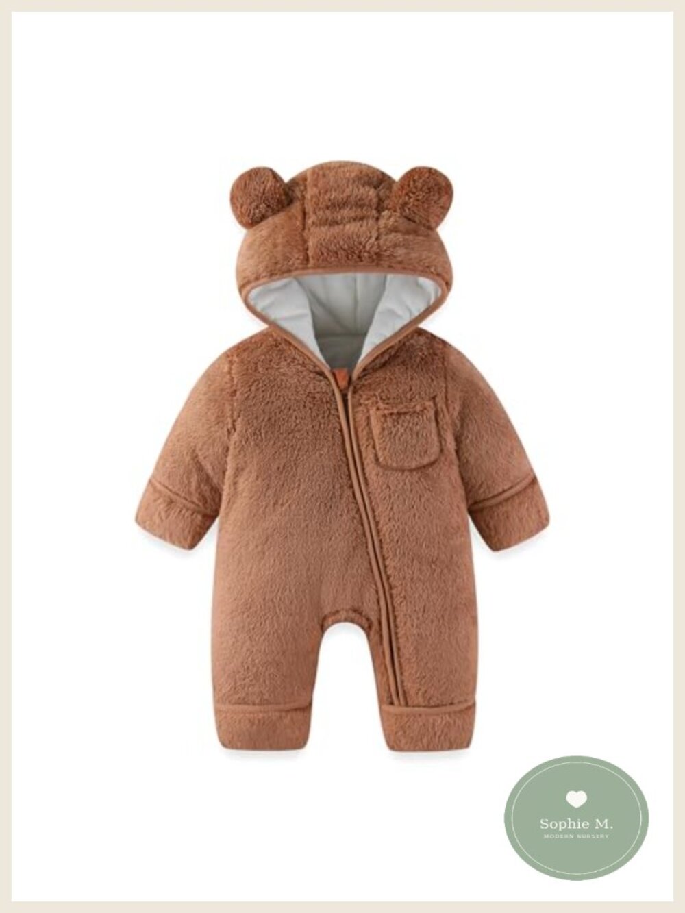 Newborn Bear Fleece Romper with Fold-Over Mittens & Footies, Winter Snowsuit